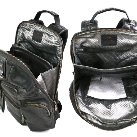 Rare Collectable: Tumi Alpha Bravo Knox Genuine Leather Backpack in Black Pole - Picture 2 of 15